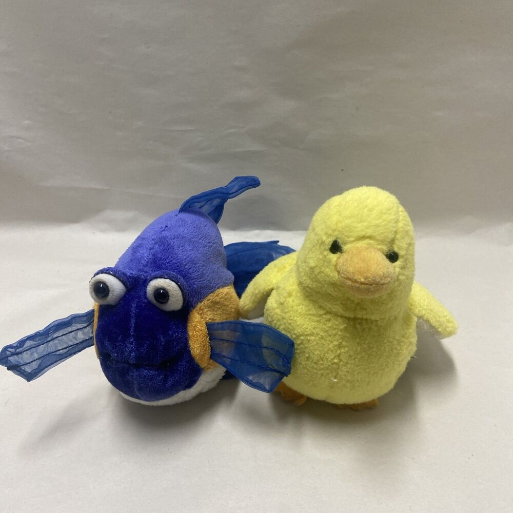 2 Ganz Webkinz Lil’ Kinz Mini Plush Bird Yellow Canary and Purple Goldfish Lot